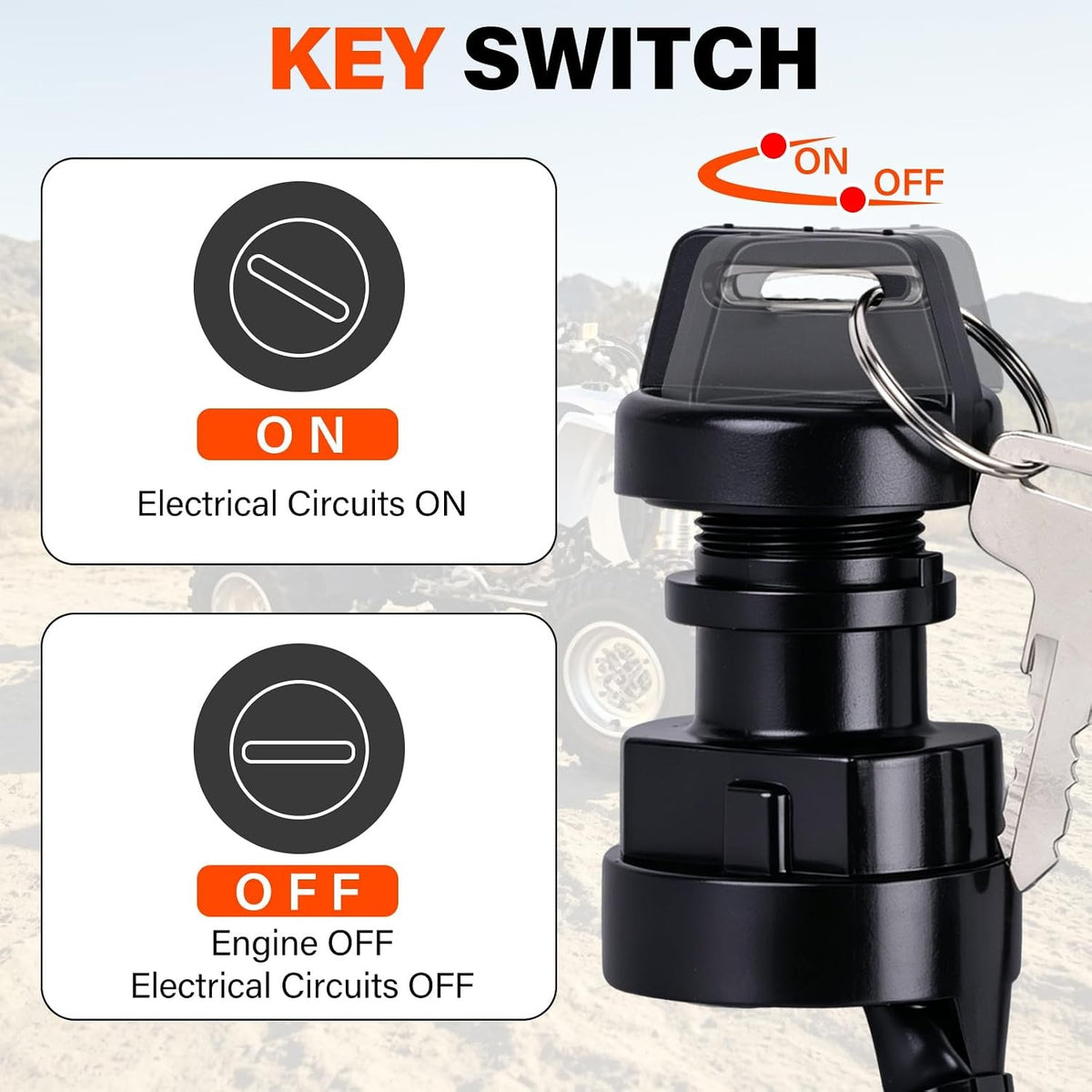 ATV Ignition Switch Assembly for Yamaha YFZ450 Kodiak 400 & 450 - Plug & Play