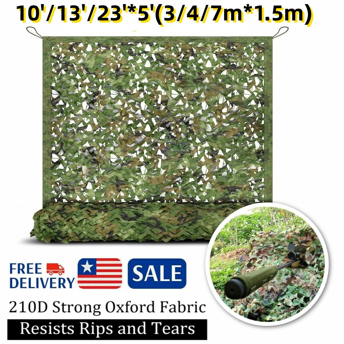 Woodland Camouflage Mesh Netting for Camping Hunting & Outdoor Decor