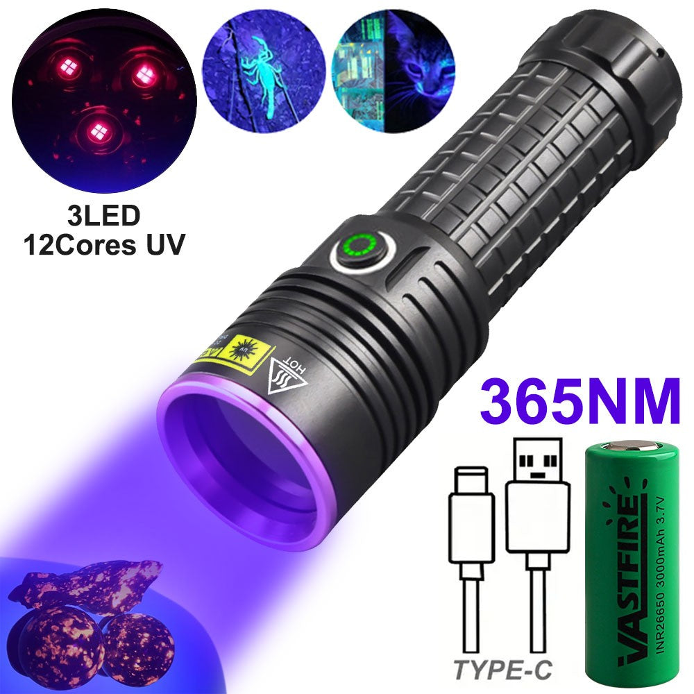 UV Flashlight Torch for Pet Stain Detection Rechargeable UV Light
