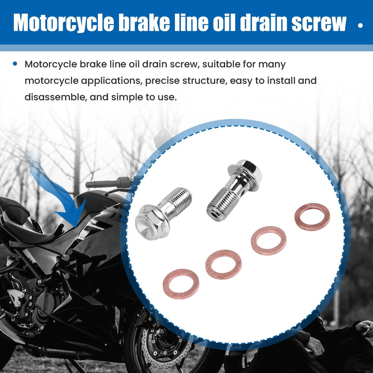 Motorcycle Carbon Steel Brake Banjo Bolt M10 x 1.0mm Set for Brake Calipers