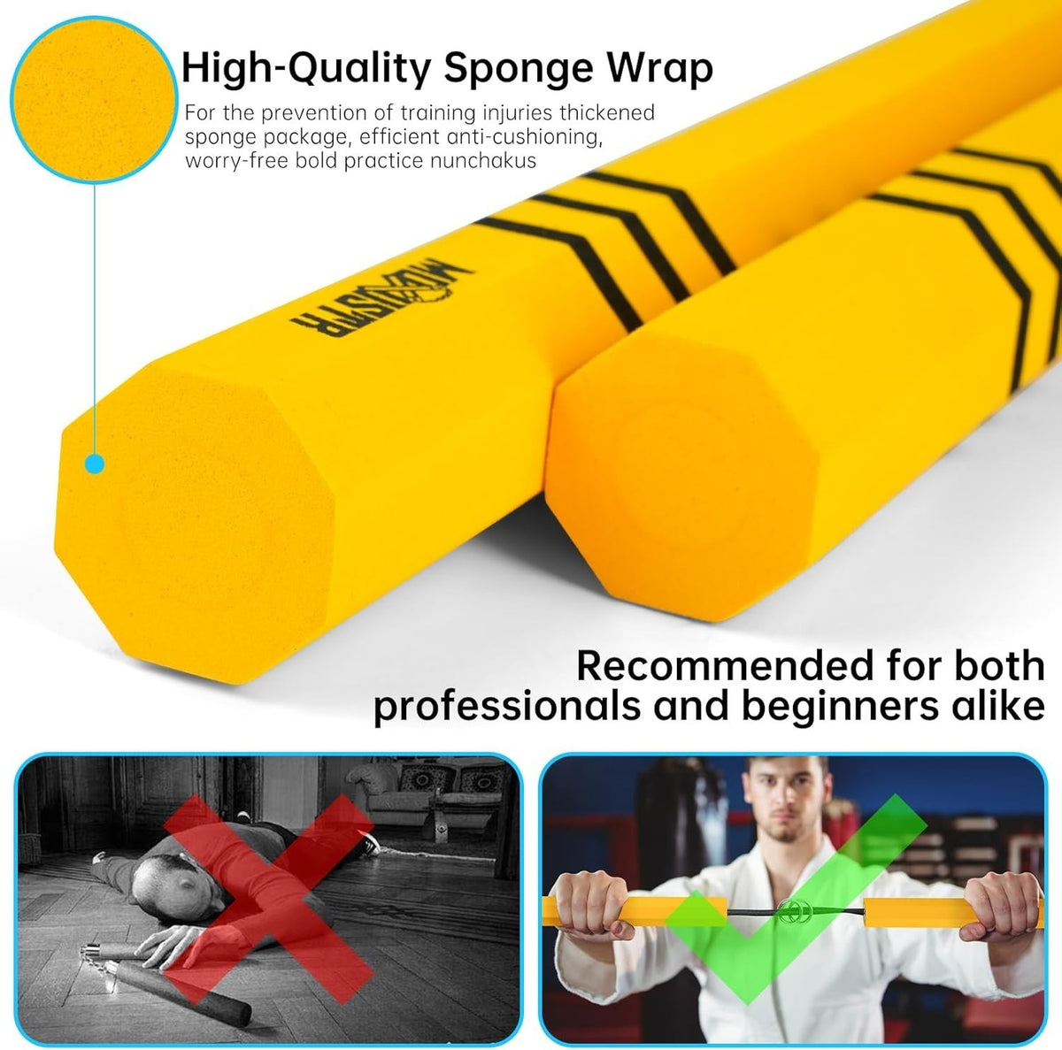 Martial Arts Practice Nunchakus - Lightweight Flexible Foam Training Toy