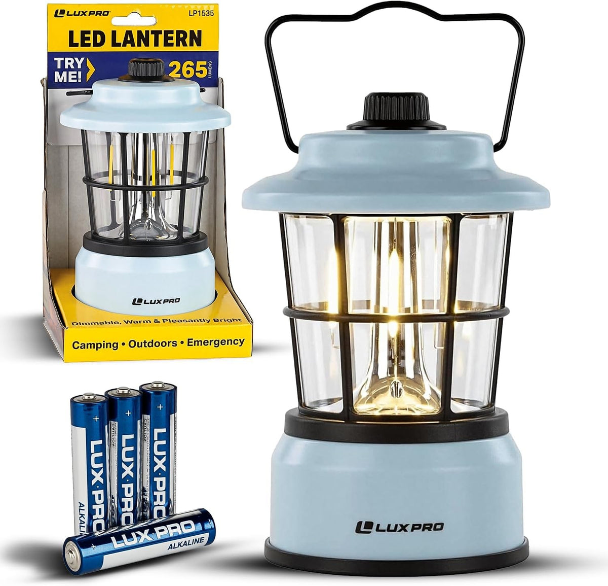 LED Camping Lantern Battery-Powered Emergency Water-Resistant Light