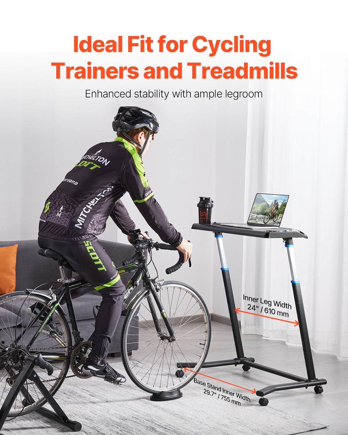 Foldable Bike Desk for Indoor Cycling & Standing Workstation