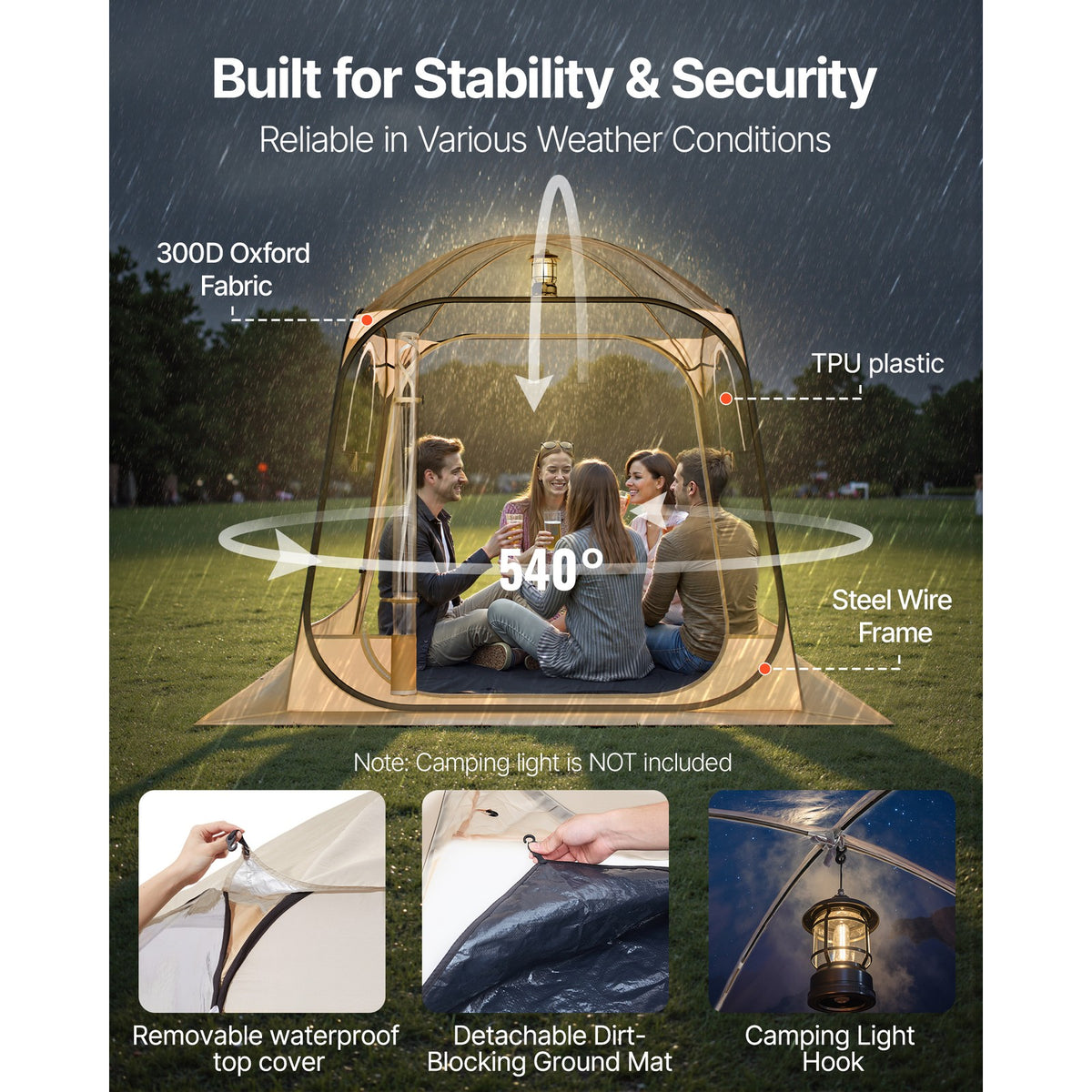 Portable Pop-Up Sports Tent 72x72 Inch Waterproof Outdoor Shelter