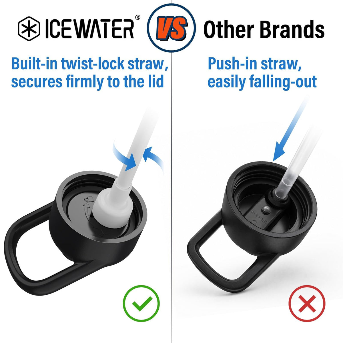 40oz Insulated Water Bottle with Straw - Space Black, Leak-Proof & BPA-Free