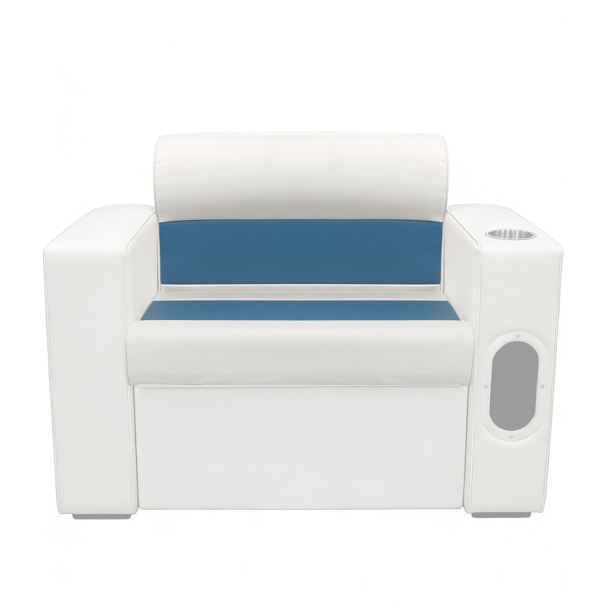 28-Inch Pontoon Boat Seat Cushion Set White Navy Blue | Marine Seat Support