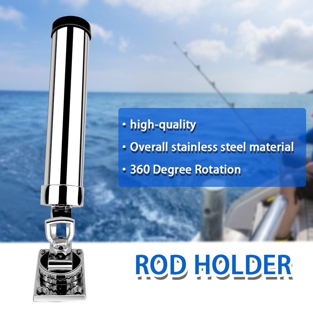 4-Pack Stainless Steel Boat Fishing Rod Holders 360° Rotation Outrigger Mounts