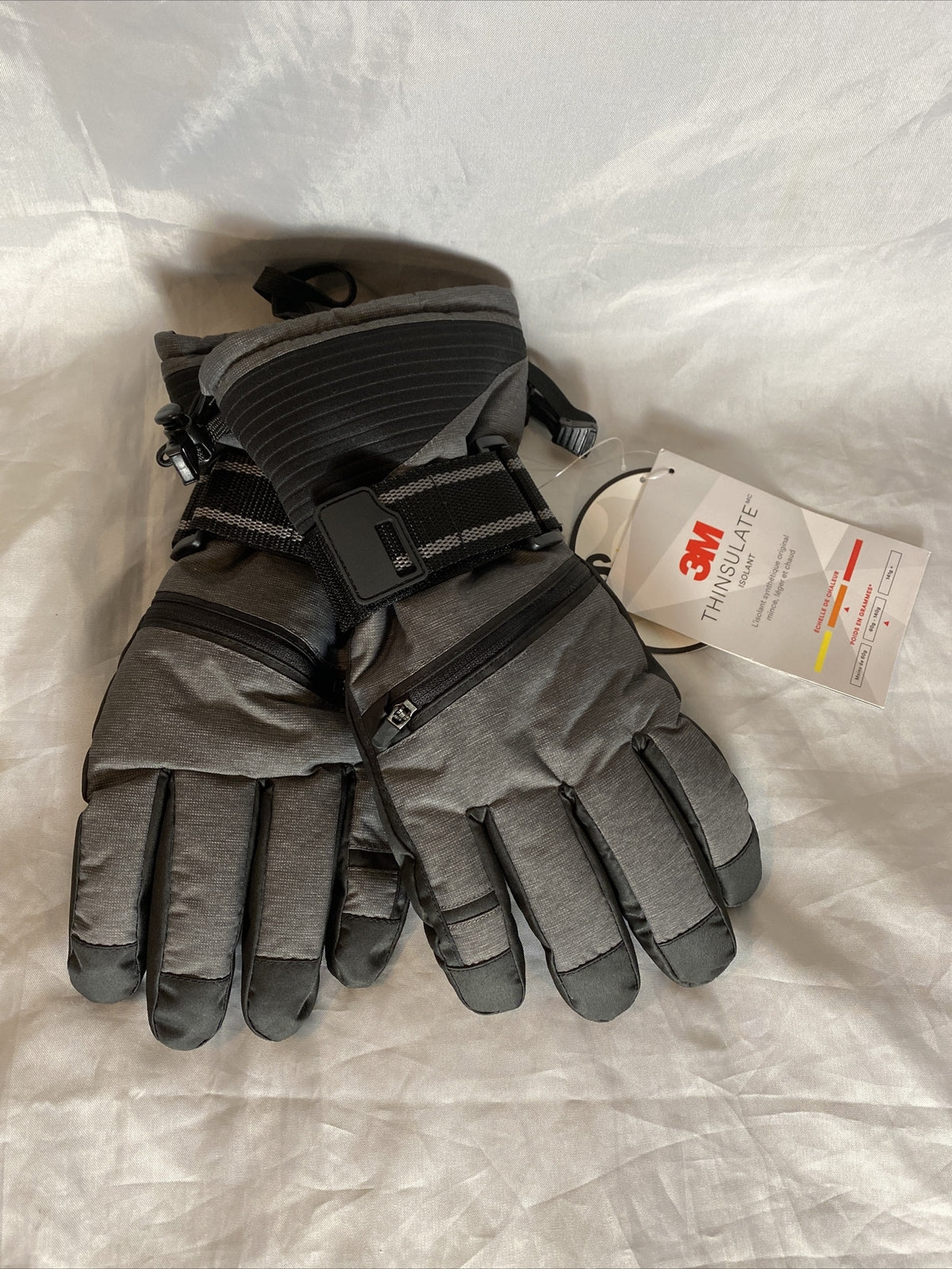 3M Thinsulate Solaris Gray Ski Gloves Size L Winter Snowboarding Gear