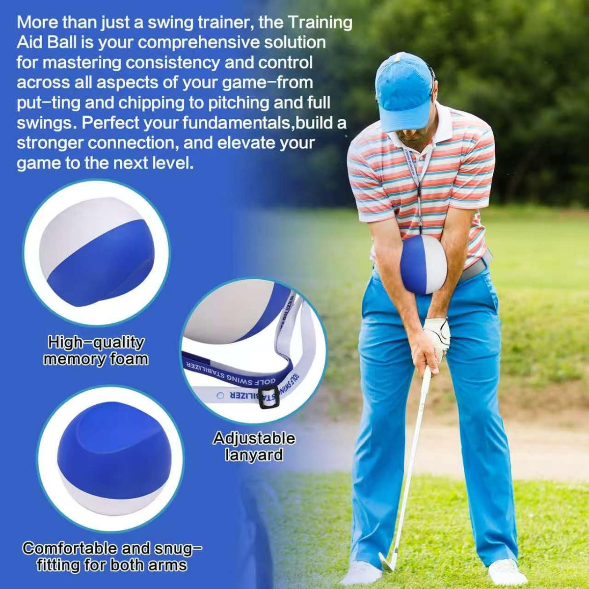 Golf Swing Trainer Ball with Forearm Connection for Improved Accuracy