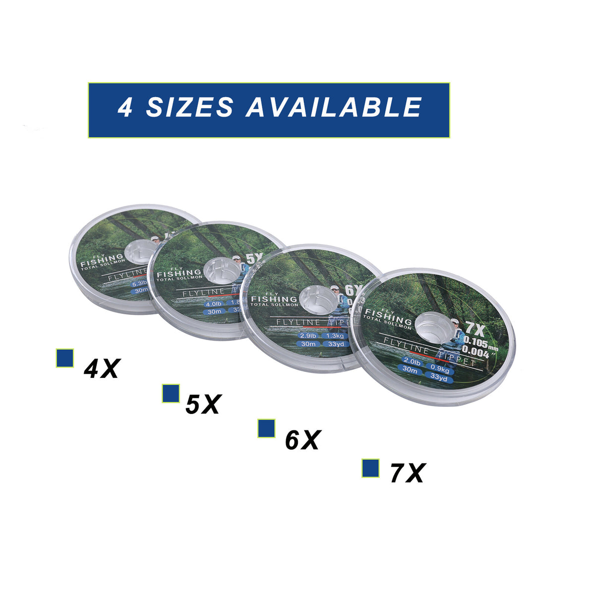 Fly Fishing Tippet Line with Holder - Clear Nylon Leaders 3X-7X 30M