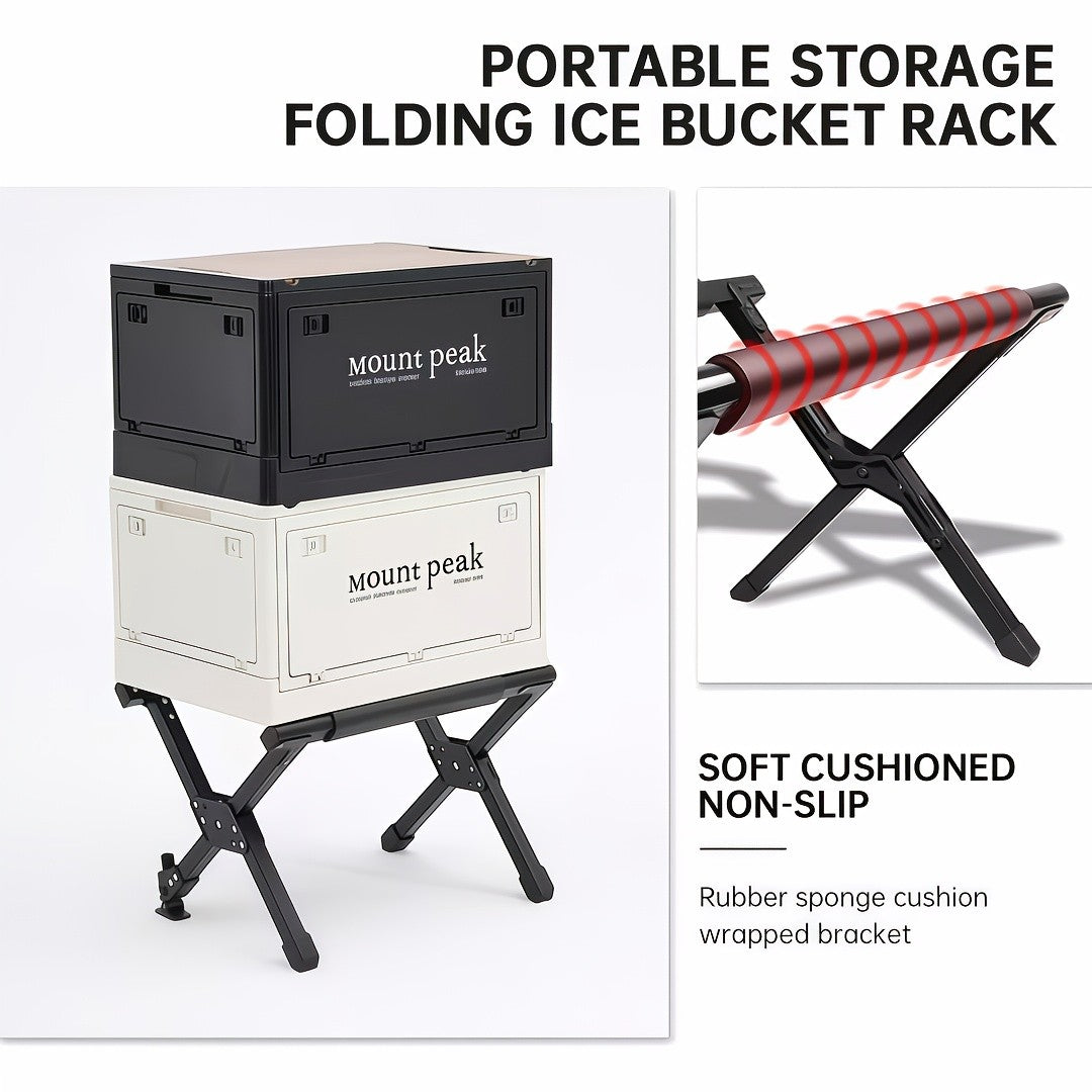 Heavy-Duty Aluminum Alloy Ice Bucket Rack with Non-Slip Base | Collapsible Outdoor Cooler Stand
