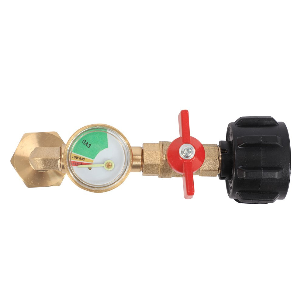 Propane Refill Adapter with Gauge and Control Valve for 1lb and 20lb Tanks