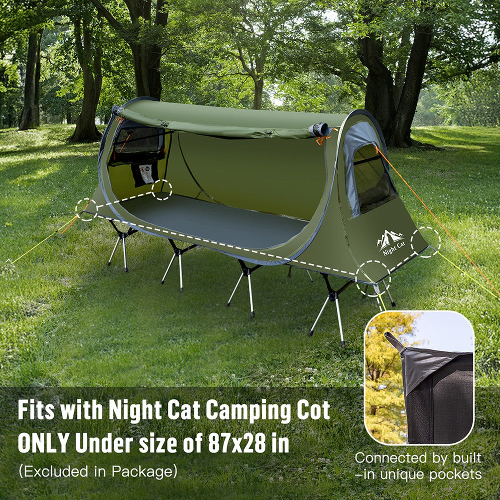 Compact Waterproof Pop-Up Camping Tent for Cyclists - Easy Setup & Fits with Camping Cot