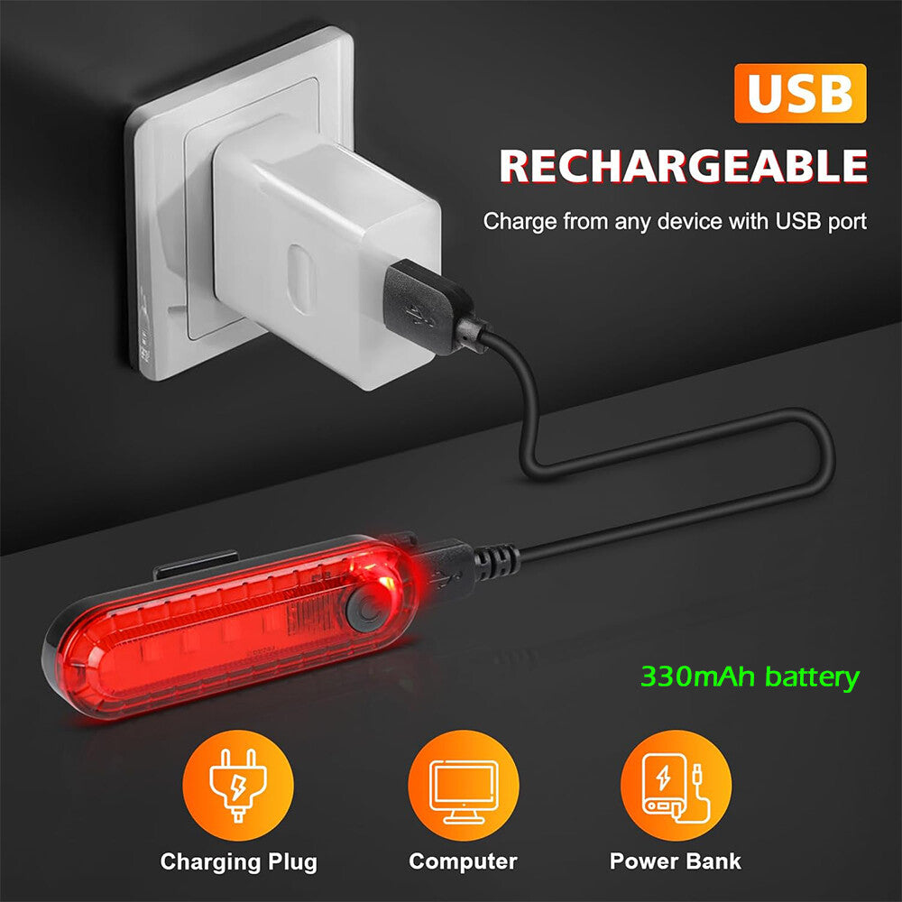 Rechargeable Bike Tail Light Set - USB LED Rear Safety Lights for Bicycle, Scooter, Helmet & More