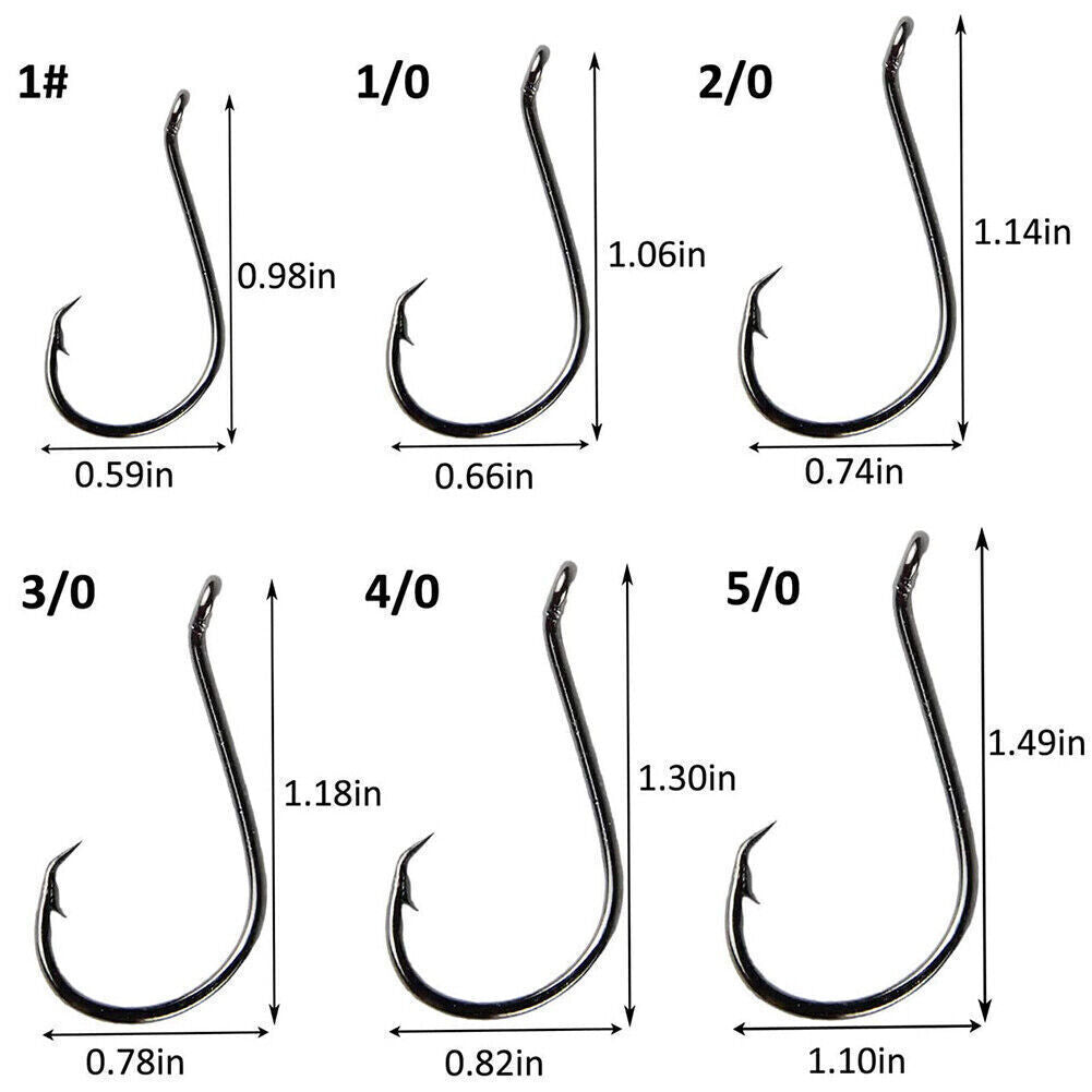 100pcs Circle Fishing Hooks - Ultra Sharp Carbon Steel Offset Hooks for Freshwater & Saltwater Fishing