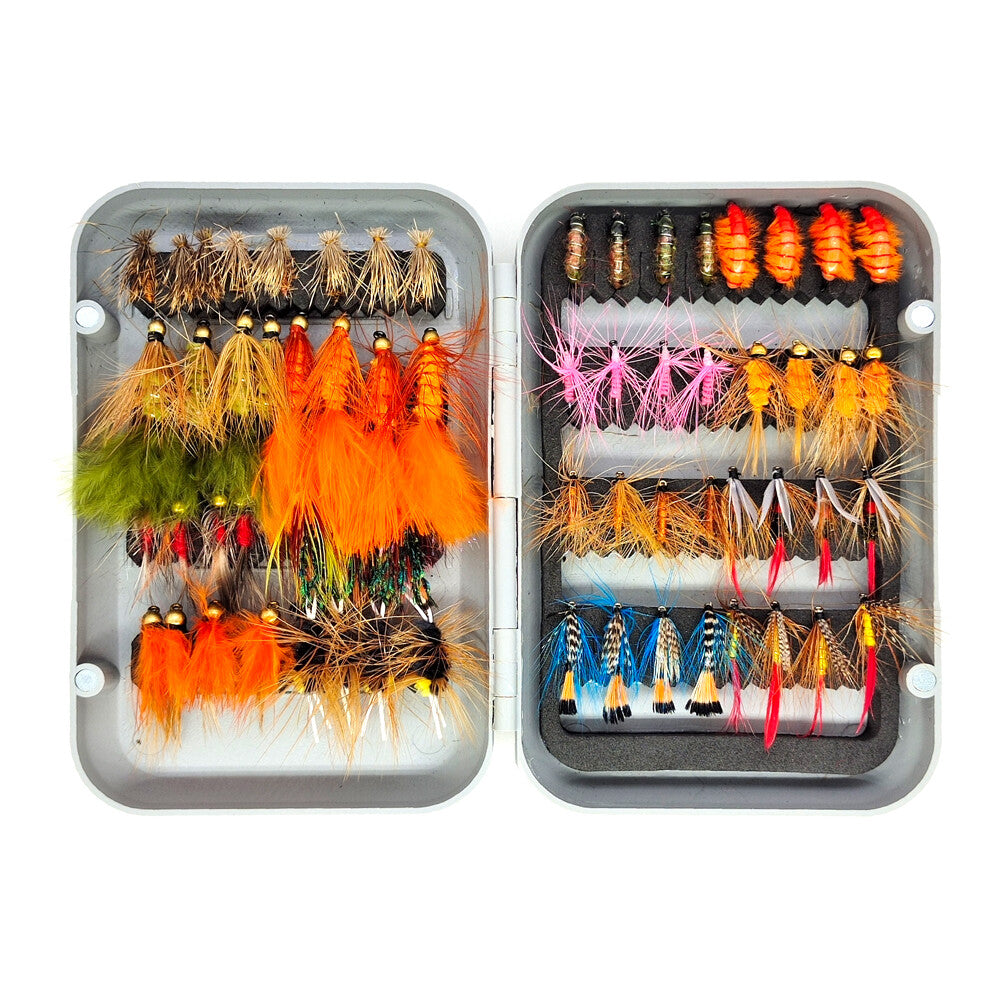 Fly Fishing Flies Kit Assortment 64pcs with Fly Box for Trout Bass