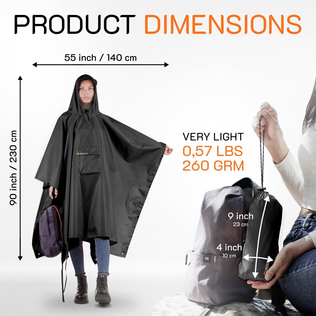 Unisex Waterproof Hooded Rain Poncho with Pocket - 3-in-1 Emergency Waterproof Cover