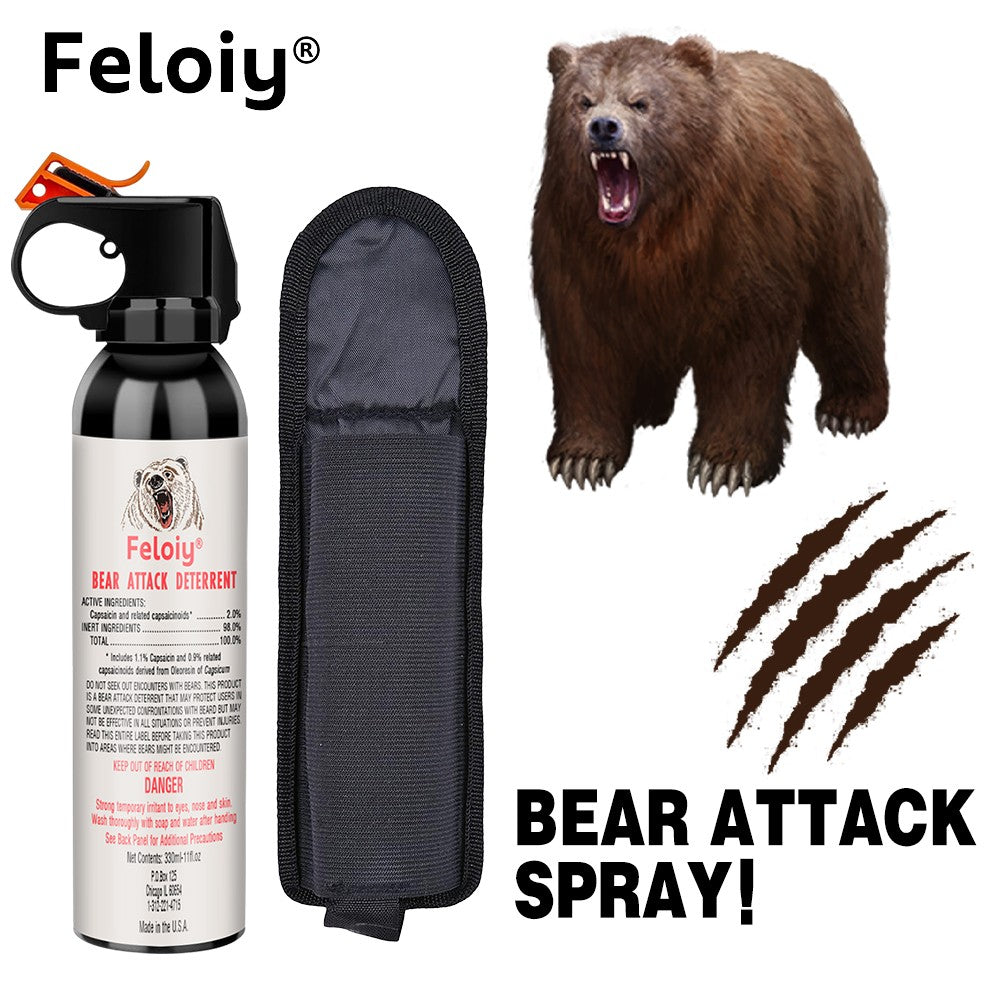 Bear Spray 11oz Powerful Fog Deterrent with Holster - Effective Animal Defense