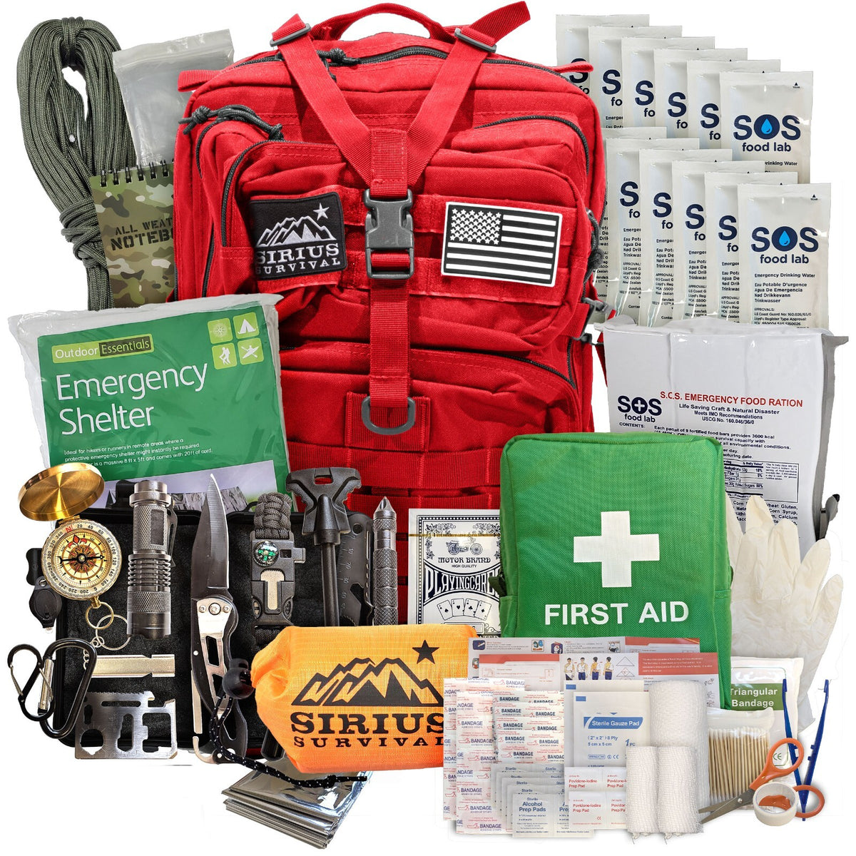 Emergency Survival Bug Out Bag Kit for 1-2 People with Backpack