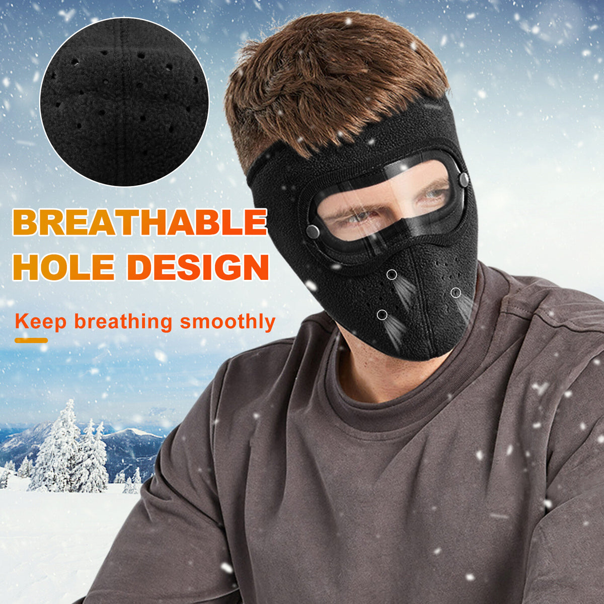 Winter Wool Face Mask with Goggles Full Face Windproof Dust Helmet