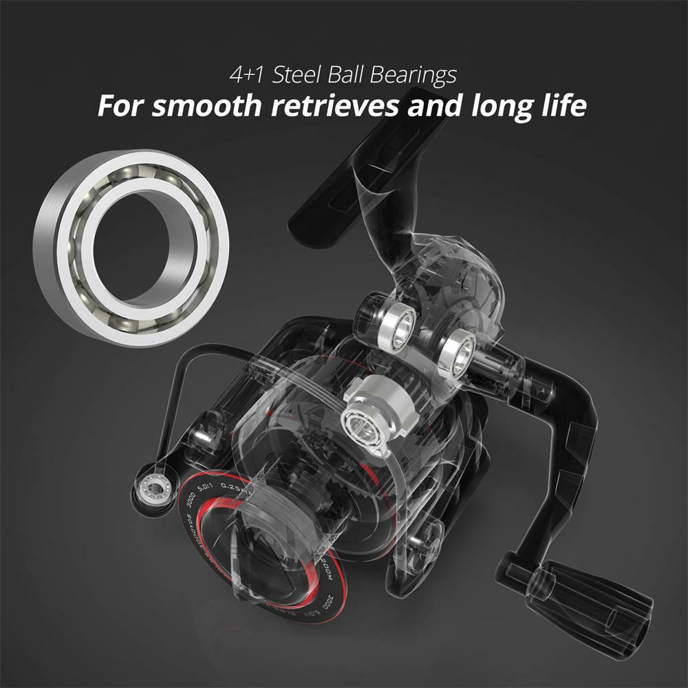 High Capacity Spinning Reel for Freshwater Fishing - Max 17.5 LB Line Capacity