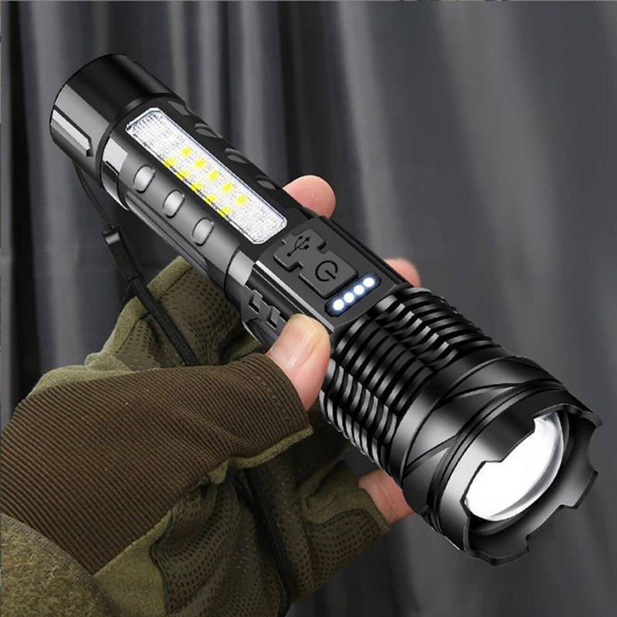 High Power LED Rechargeable Flashlight with Zoom & Multiple Modes