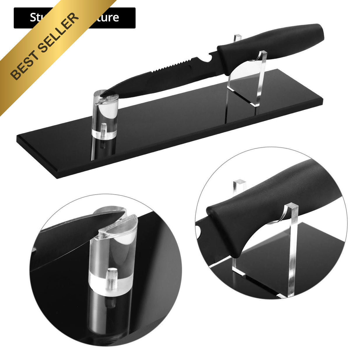 Acrylic Knife Display Stand Set 2 pcs Clear Holder for Swords, Medals, and Collectibles
