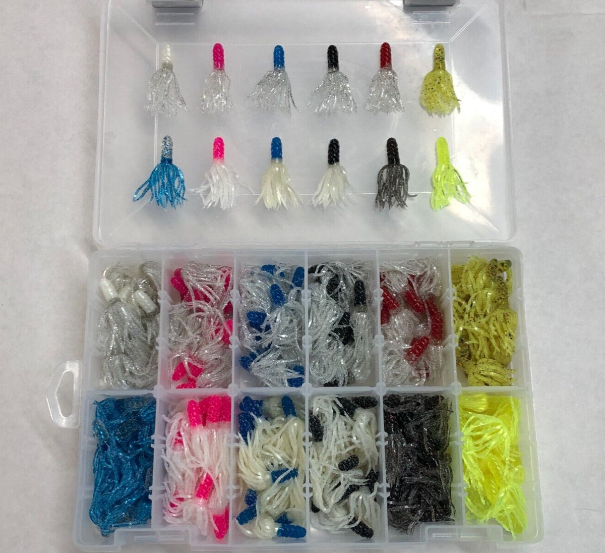 180 Piece Crappie Fishing Lure Kit with Flared Skirt Soft Plastics