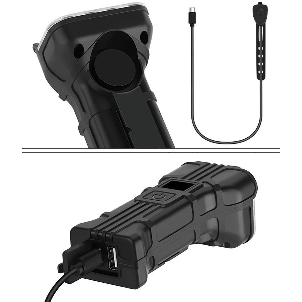USB Rechargeable LED Bike Light Set with Horn Waterproof Front and Rear Cycling Lamps
