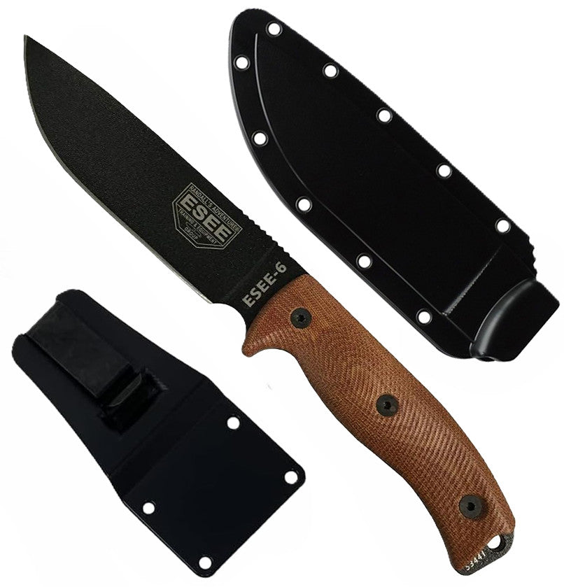 Fixed Blade Survival Knife 6.5 Inch Drop Point with Micarta Handle