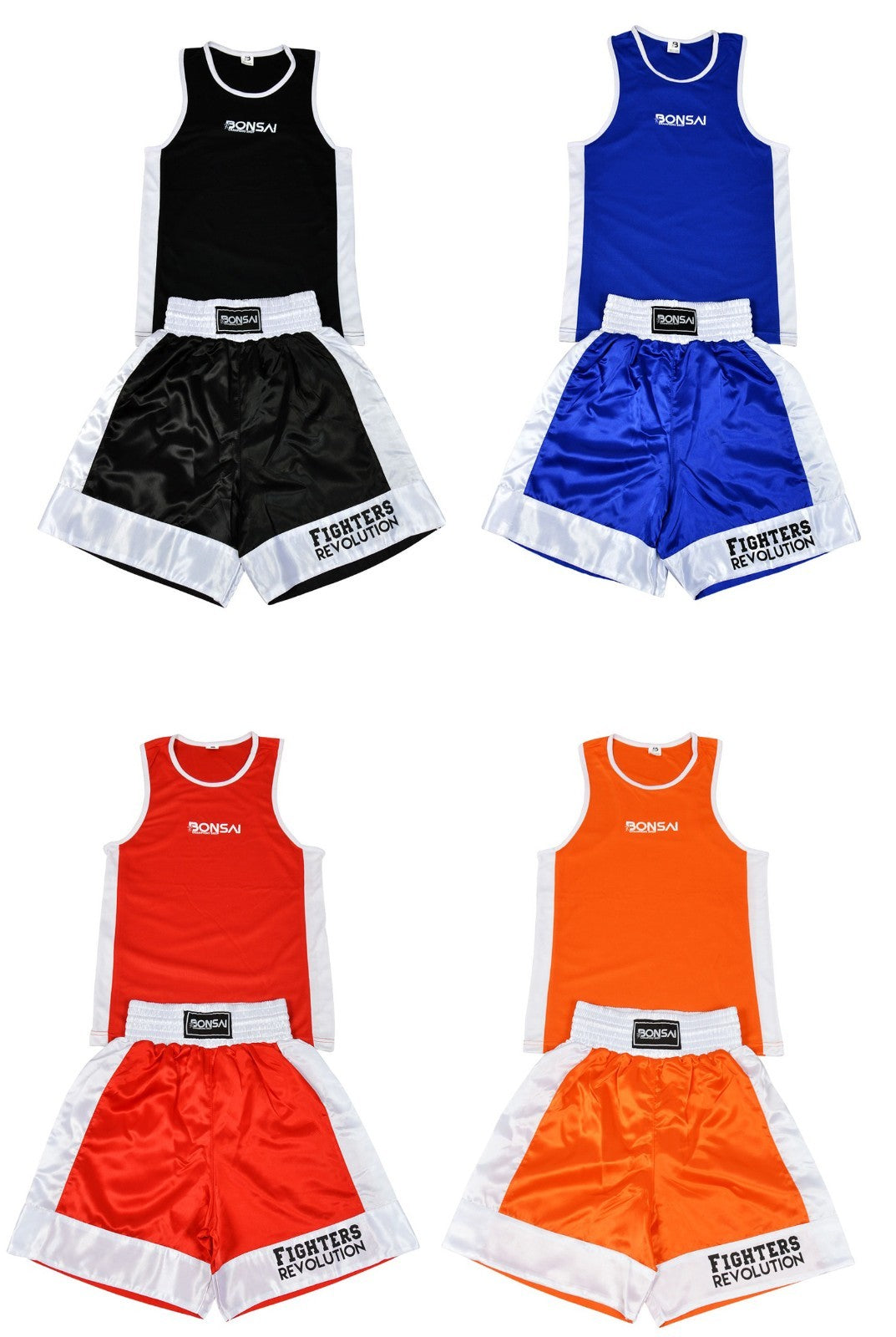Kids Boxing Shorts & Top Set - 2-Piece Satin Martial Arts Training Outfit