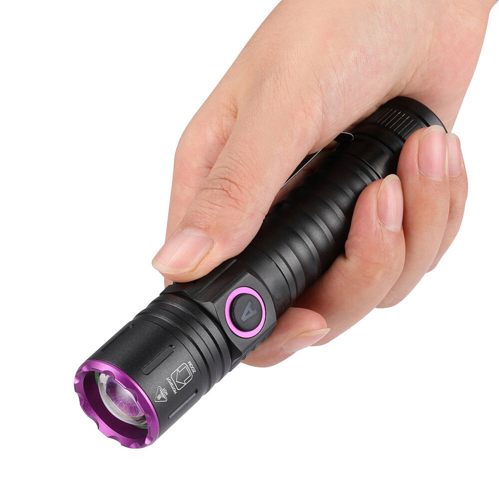 Rechargeable UV LED Flashlight 365nm Blacklight for Inspection Security Detection