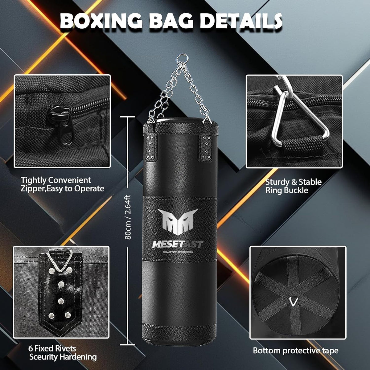 Kids Punching Bag Set with 8 OZ Boxing Gloves - 2.7ft Heavy Bag for Youth Boxing MMA Karate