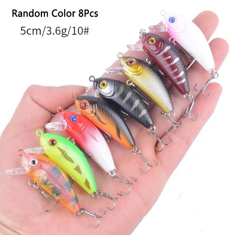 9-Piece Fishing Lure Set Hard Minnow Crankbaits for Bass & Crappie