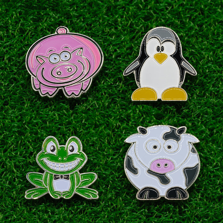 Funny Critters Golf Ball Markers Set of 4 – Novelty Enamel Golf Accessories