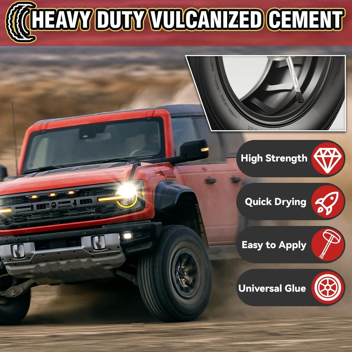 Heavy Duty Tire Patch Kit with Rubber Cement for Bicycle Motorcycle Car Inner Tubes