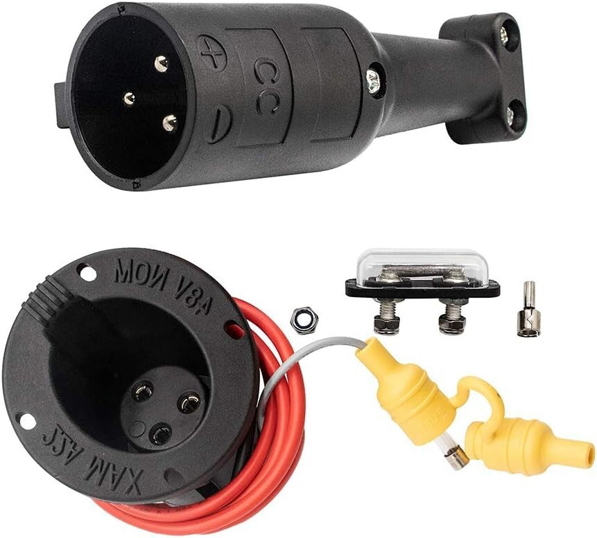 Golf Cart 48V Charging Port with Cord - Replacement Receptacle for Club Car DS