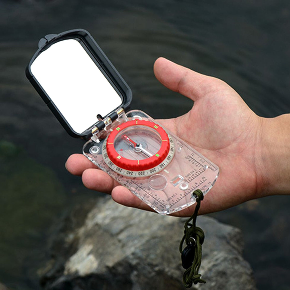 Hiking & Navigation Declination Compass with Mirror and Clinometer