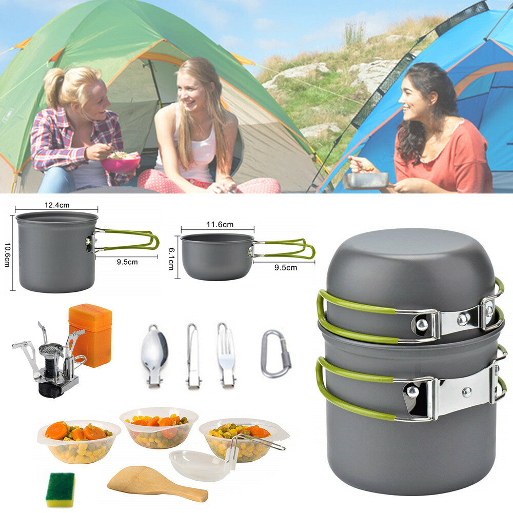 Portable Camping Gas Stove and Cookware Set - Lightweight Outdoor Hiking