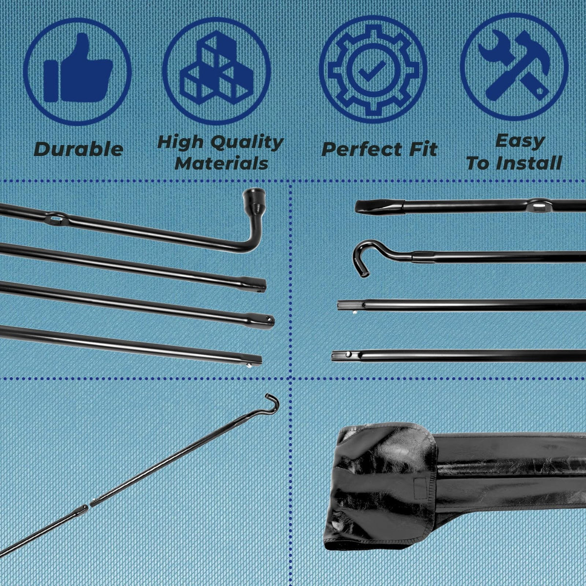 Heavy Duty Tire Repair Kit with Lug Wrench & Jack Handle for Ford F150 2004-2018