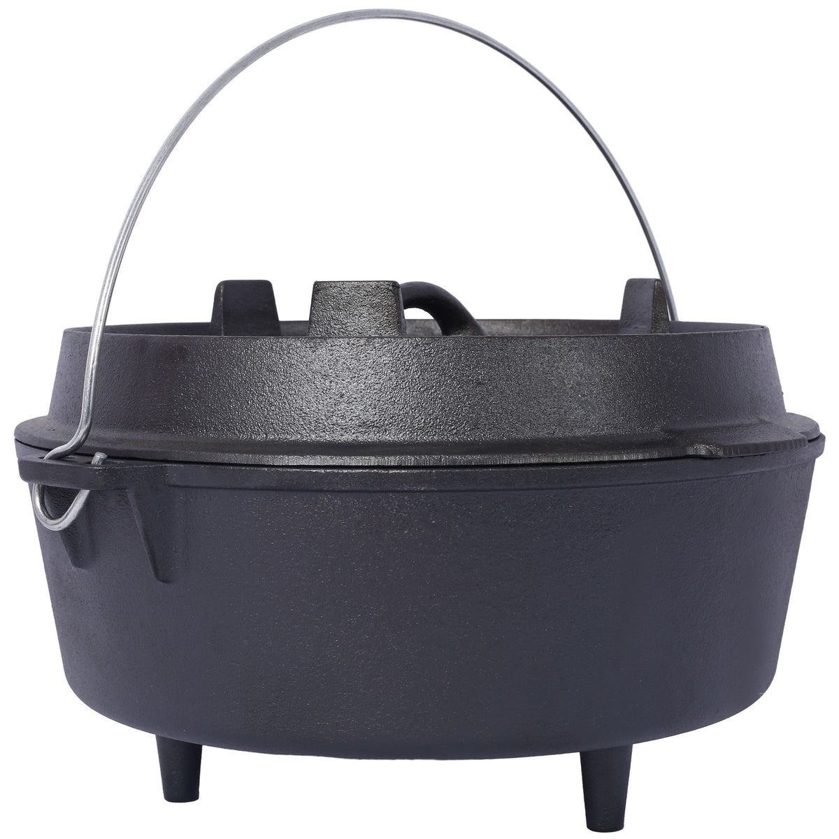 12Qt Cast Iron Dutch Oven with Skillet Lid & Legs for Camping BBQ