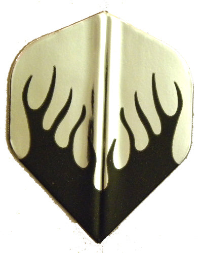 Amerithon Dart Flights - 5 Sets Standard Flights with Black & Silver Flames