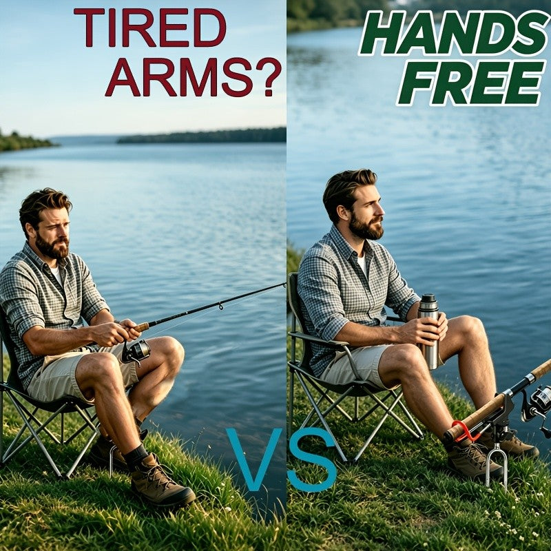 2PCS Adjustable Fishing Rod Holders for Ground & Bank Fishing - 360° Rotation