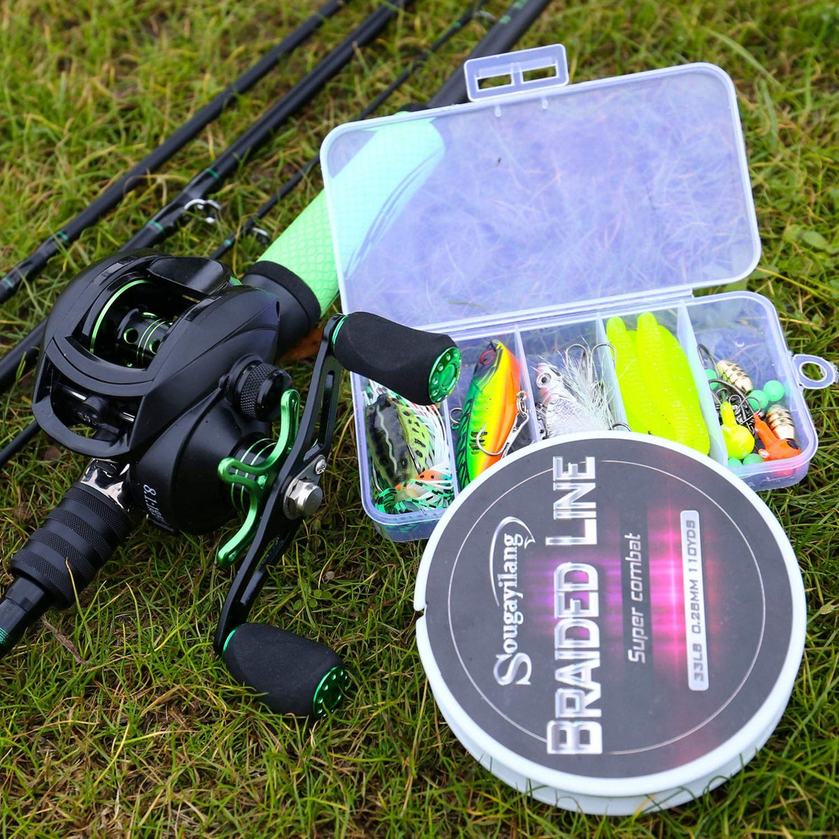 High Carbon Fiber Fishing Rod and Reel Combo 2.1M Casting with Case & Accessories