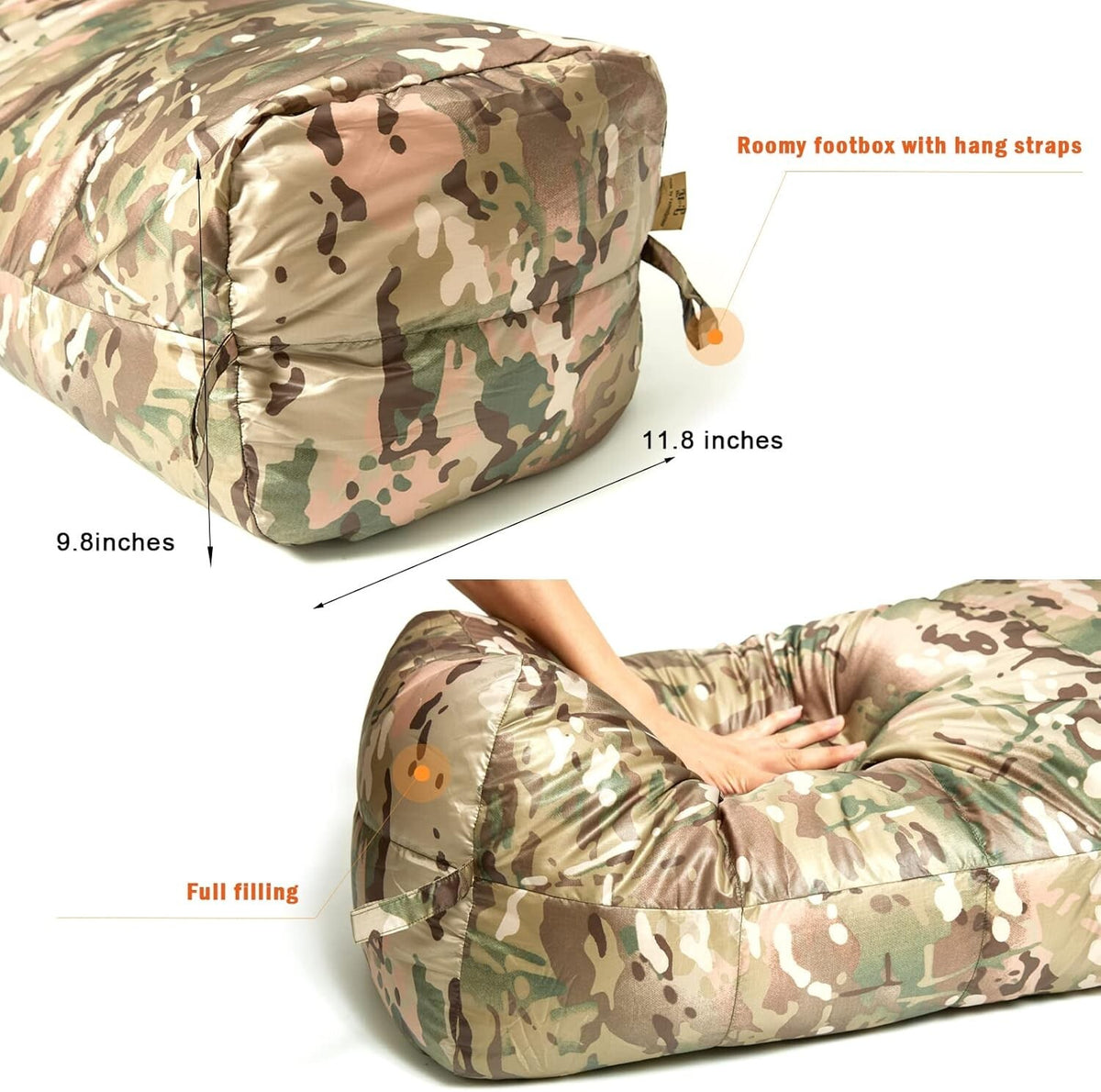 Cold Weather Goose Down Sleeping Bag - -13°F Mummy System with Waterproof Shell