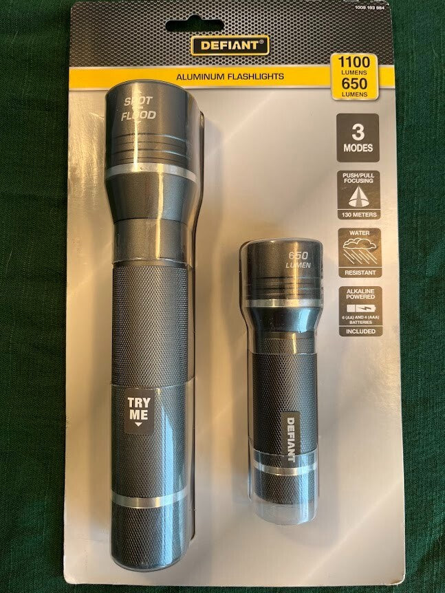 LED Flashlight 2 Pack - 1100 & 650 Lumens, Aluminum Body, Waterproof