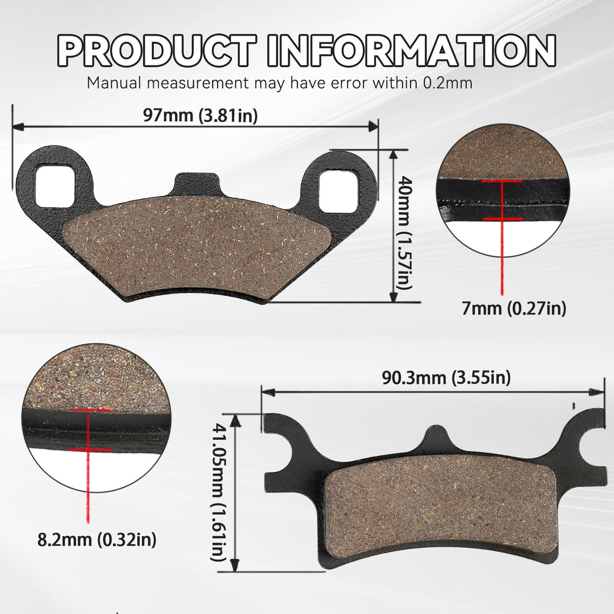 Polaris ATV Brake Pads Front & Rear Compatible with Sportsman 450-800