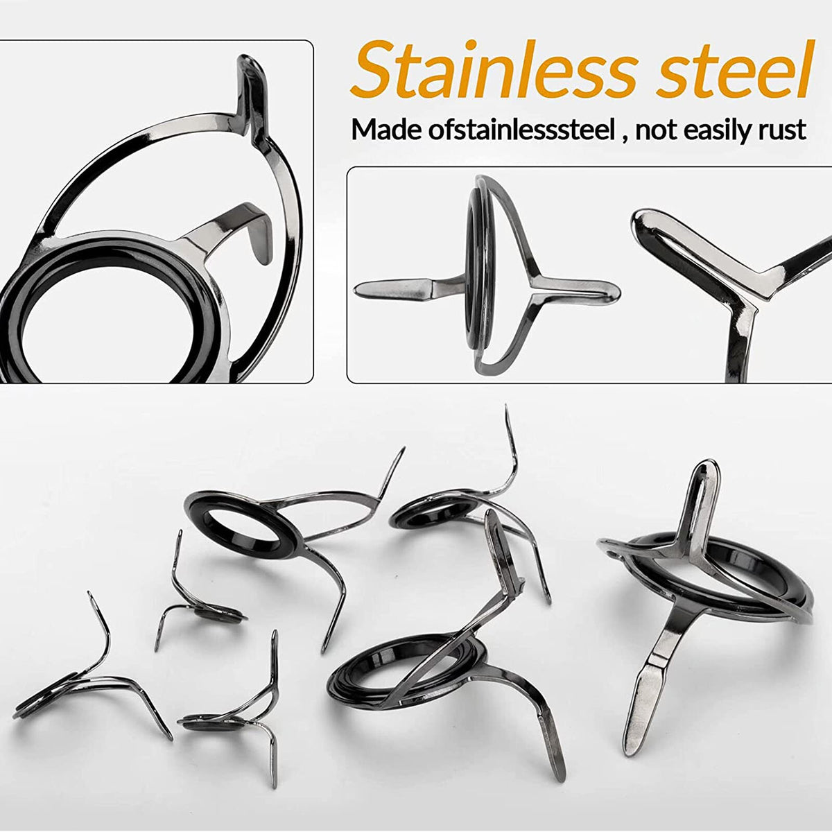 7PCS Stainless Steel Ceramic Eyelet Repair Kit for Fishing Rods - Replacement Guides