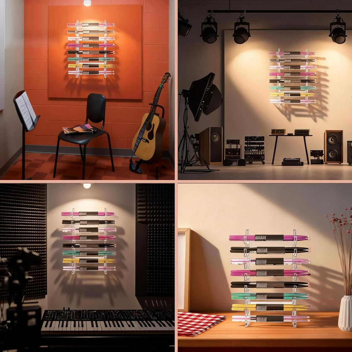 Acrylic Drum Stick Holder Wall Mount Display Storage Organizer