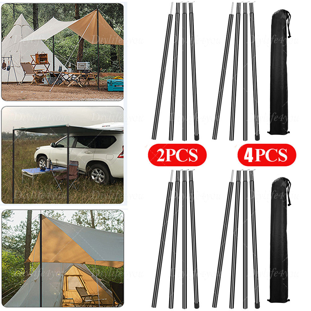 Adjustable Tent Tarp Poles Set of 2 Telescopic Camping Canopy Support